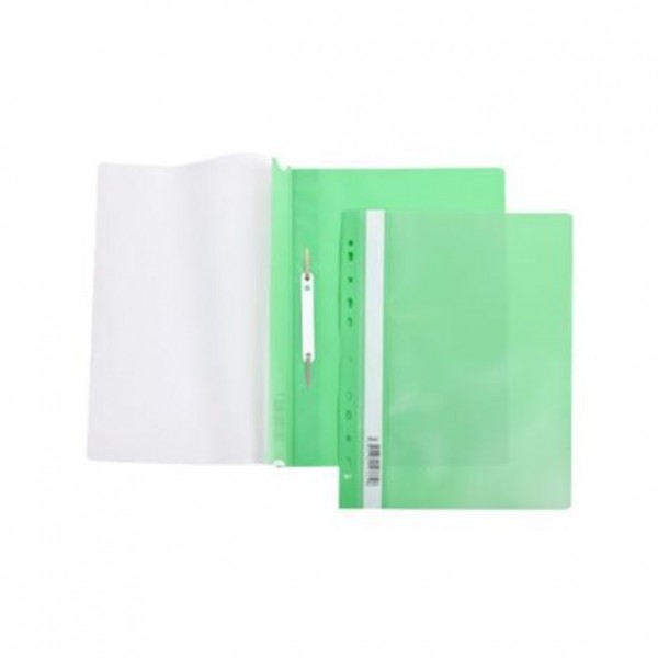 Папка-Скоросшиватель Hatber А4 Пластиковая с перфорацией Зеленая