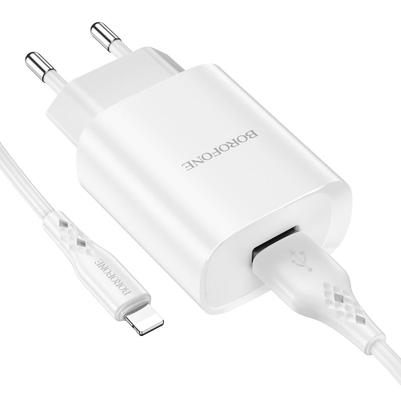 

Зарядное устройство borofone bn1 innovative usb + кабель usb-lightning, 2.1a, белый