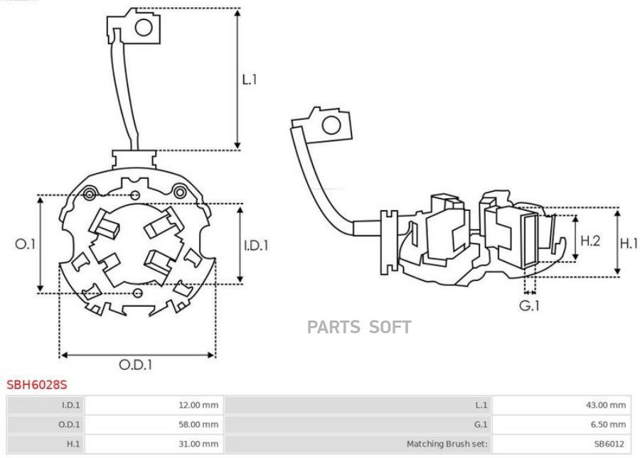 

Щеткодержатель Стартера 1Шт AS SBH6028S