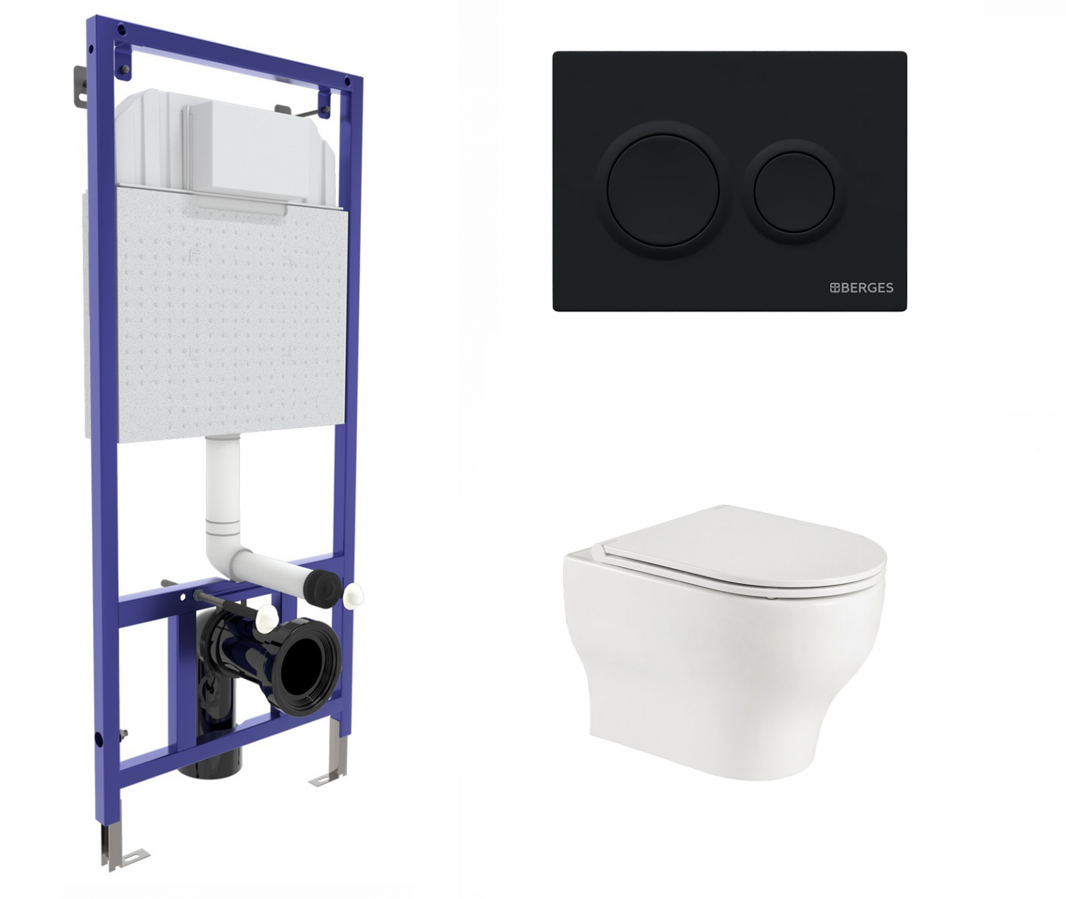 

Комплект: инсталляция Berges + подвесной унитаз Erlenbach с кнопкой черной