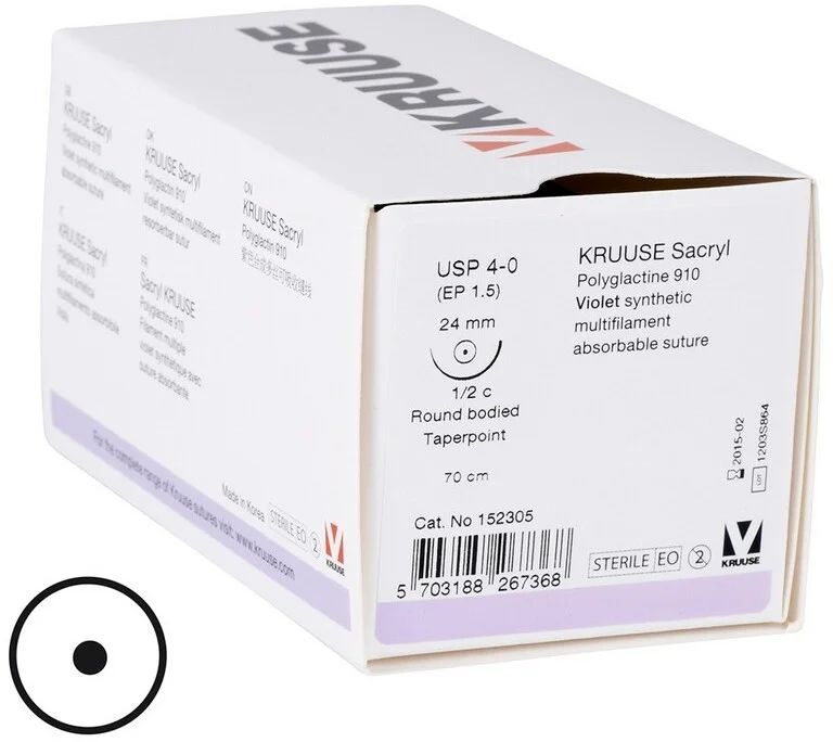 

Шовный материал Kruuse Sacryl 18 шт, нить 70 см, игла 24 мм