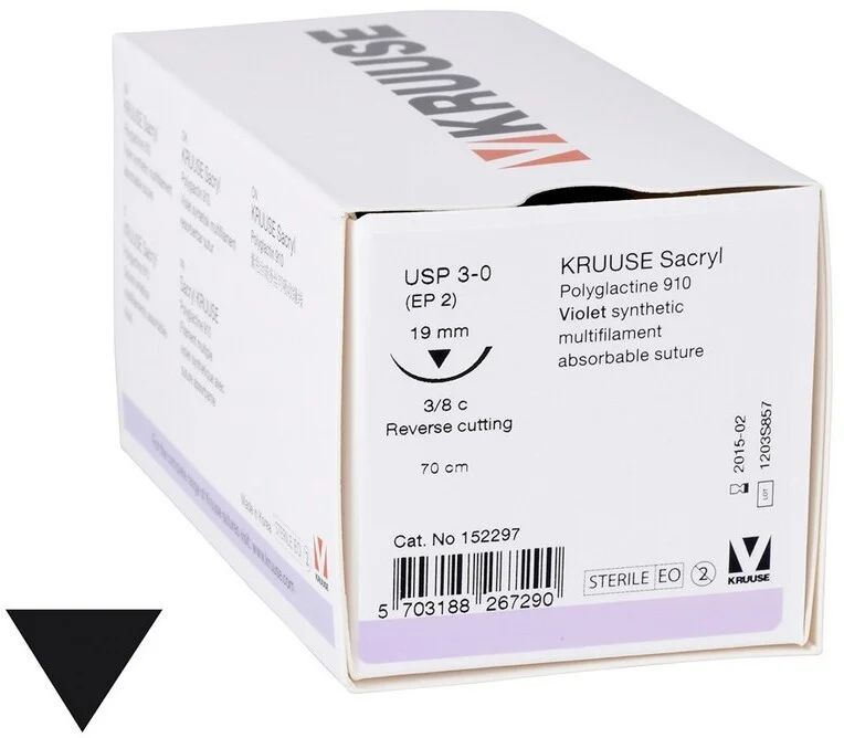 

Шовный материал Kruuse Sacryl 18 шт, нить 70 см, игла 24 мм