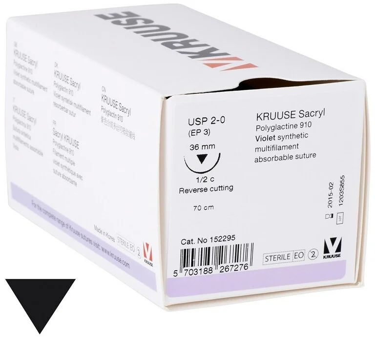 

Шовный материал Kruuse Sacryl, 18 шт, нить, 70 см, игла, 36 мм