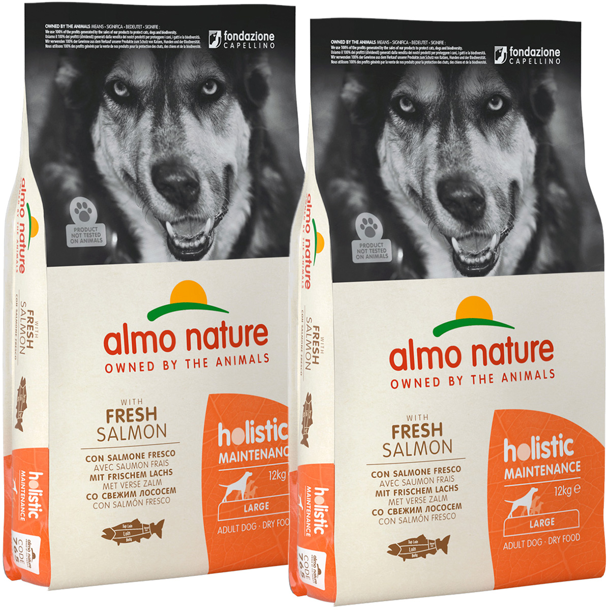 фото Сухой корм для собак крупных пород almo nature с лососем, 2 шт по 12 кг
