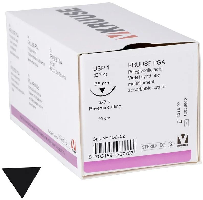 

Шовный материал Kruuse PGA 18 шт, нить 70 см, игла 36 мм