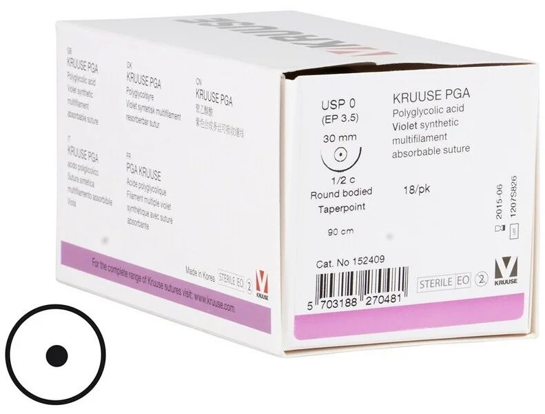 

Шовный материал Kruuse 18 шт, нить 90 см, игла 30 мм