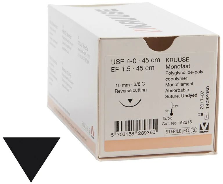 

Шовный материал Kruuse Monofast 18 шт, нить 45 см, игла 16 мм