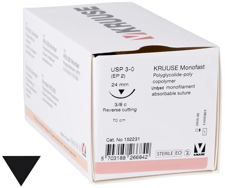

Шовный материал Kruuse Monofast 18 шт, нить 70 см, игла 24 мм
