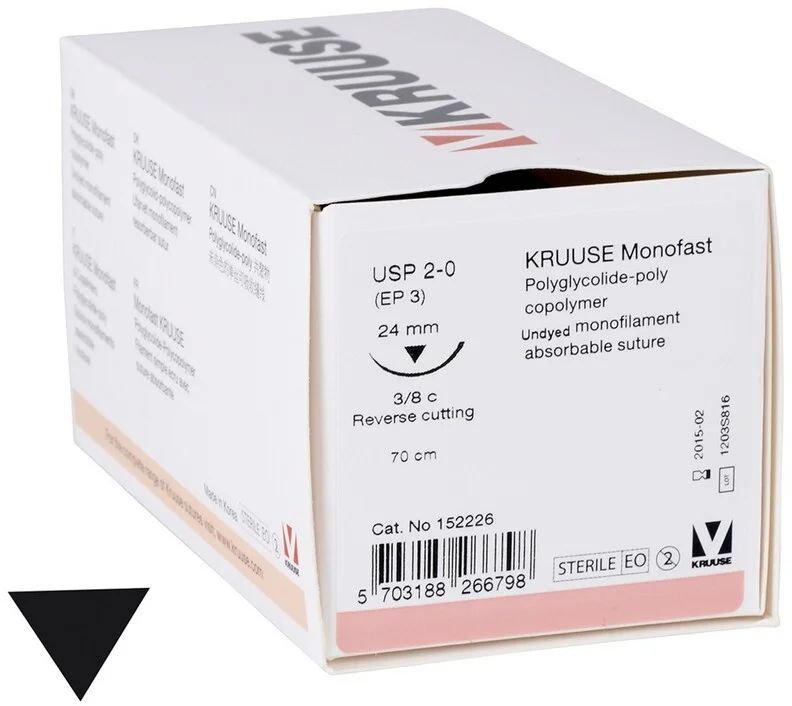 

Шовный материал Kruuse Monofast 18 шт, нить 70 см, игла 24 мм