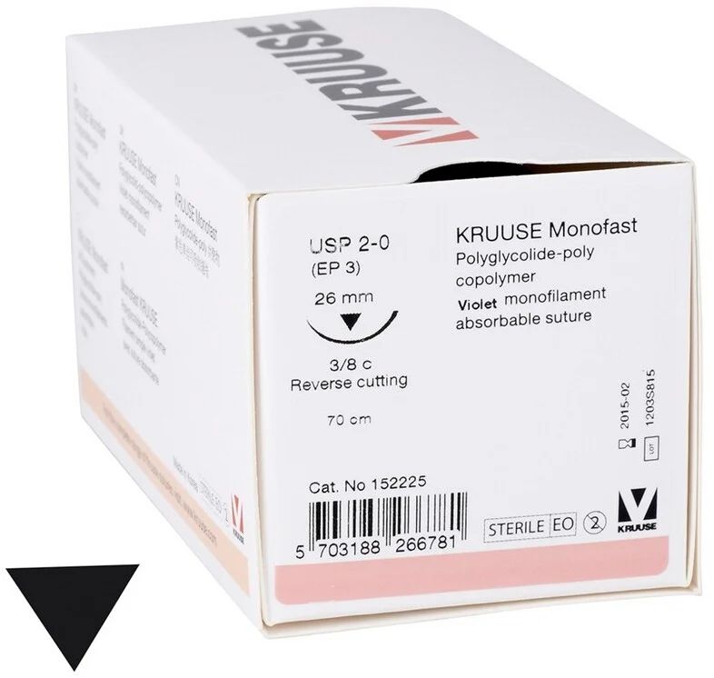 

Шовный материал Kruuse Monofast 18 шт, нить 70 см, игла 26 мм