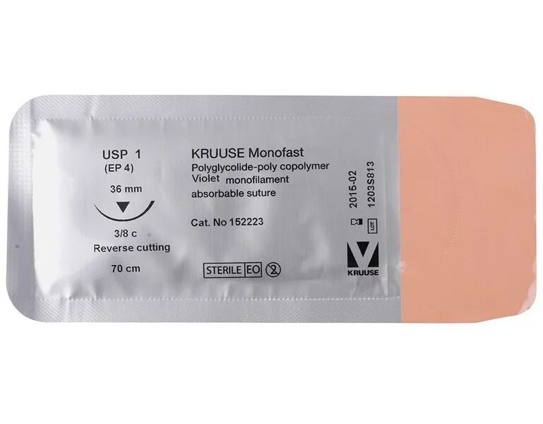 

Шовный материал Kruuse Monofast 18 шт, нить 70 см, игла 36 мм