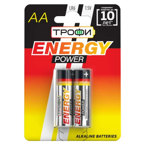 фото Элемент питания трофи lr06-2bl energy power alkaline (уп. 2шт)