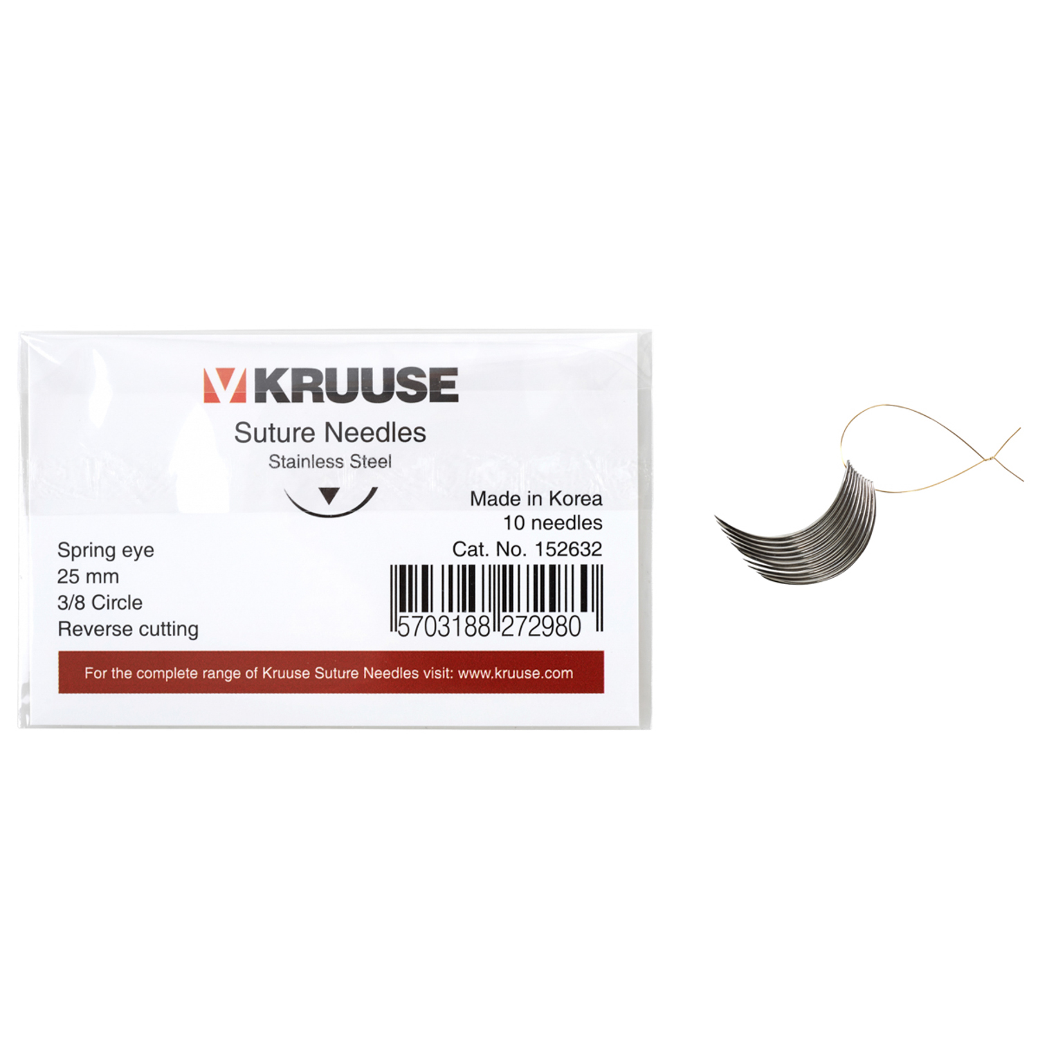 

Набор Kruuse режущих хирургических игл 3/8 10 шт, 25 мм