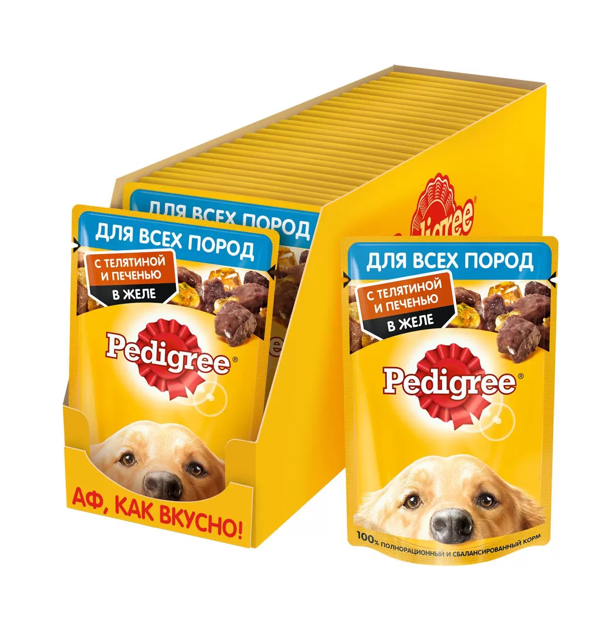 

Влажный корм для собак Pedigree, телятина, печень, 28шт по 85г