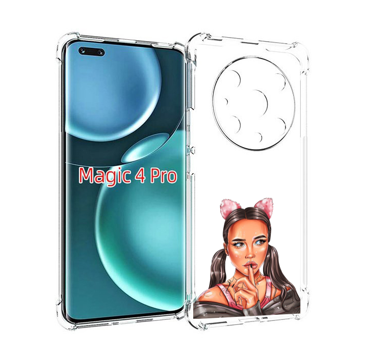 

Чехол MyPads девушка-тихо женский для Honor Magic4 Pro, Прозрачный, Tocco