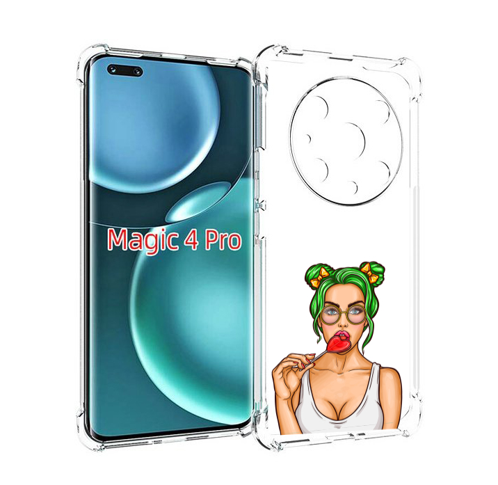 

Чехол MyPads девушка-с-чупачупсом-в-виде-сердца женский для Honor Magic4 Pro, Прозрачный, Tocco