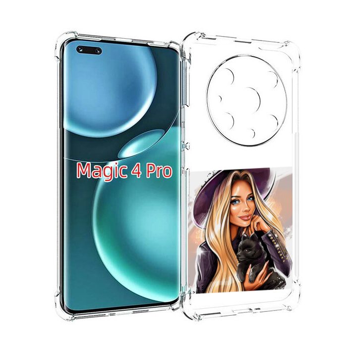 

Чехол MyPads девушка-с-черным-щенком женский для Honor Magic4 Pro, Прозрачный, Tocco