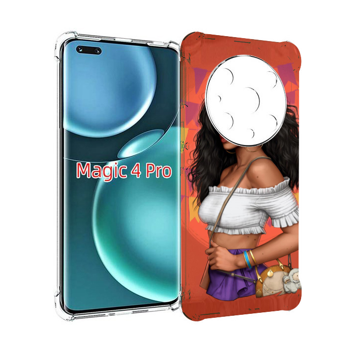 Чехол MyPads девушка-с-сумкой-мулатка женский для Honor Magic4 Pro