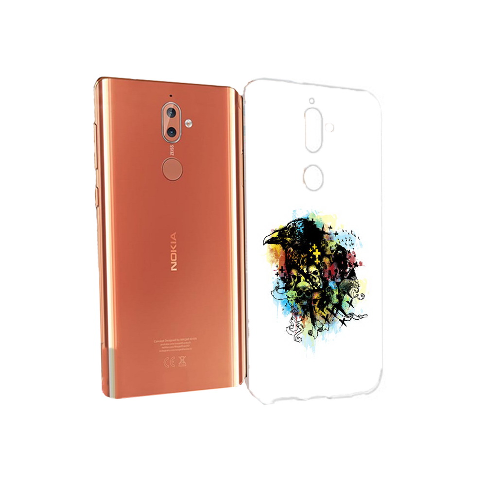 

Чехол MyPads Tocco для Nokia 9 ворон и черепа (PT126479.94.273), Прозрачный, Tocco