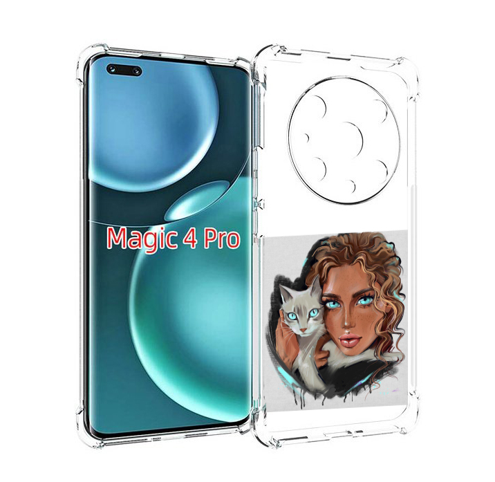

Чехол MyPads девушка-с-котом-голубые-глаза женский для Honor Magic4 Pro, Прозрачный, Tocco