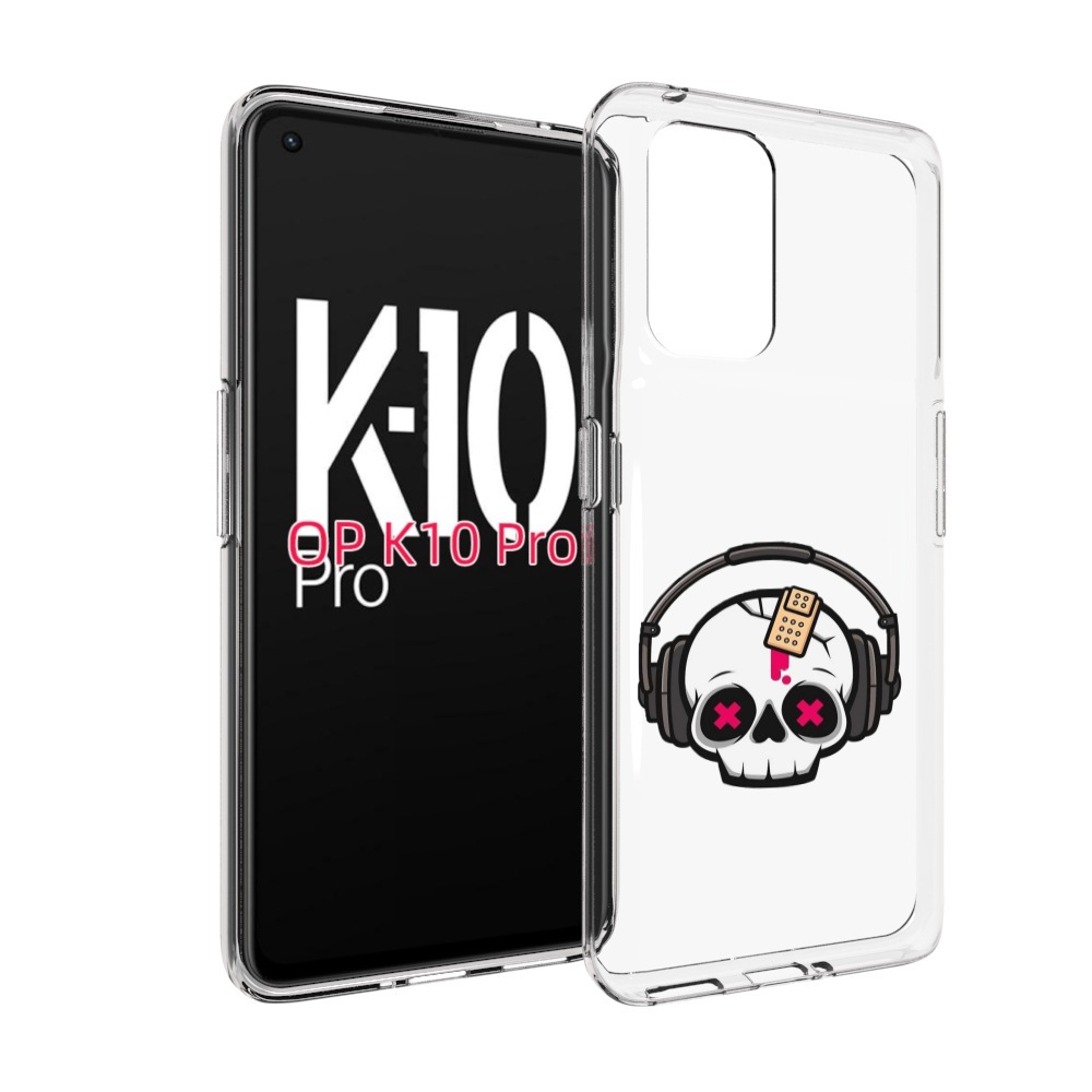 

Чехол MyPads черепок в наушниках для OPPO K10 Pro, Прозрачный, Tocco