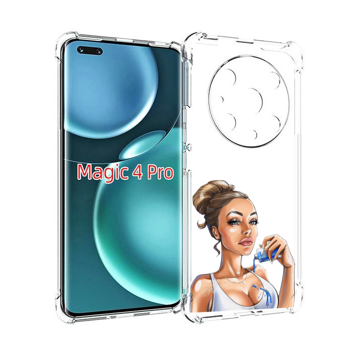 

Чехол MyPads девушка-пролила-краску женский для Honor Magic4 Pro, Прозрачный, Tocco