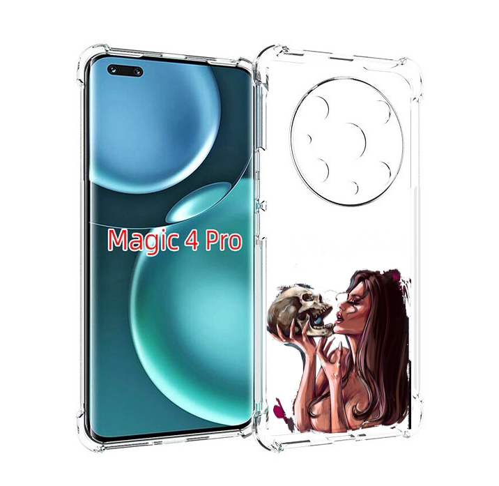 

Чехол MyPads девушка-модель-с-черепом для Honor Magic4 Pro, Прозрачный, Tocco