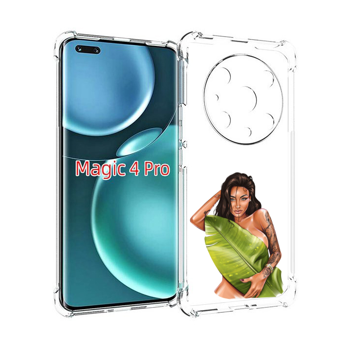 

Чехол MyPads девушка-модель-с-большим-листом женский для Honor Magic4 Pro, Прозрачный, Tocco