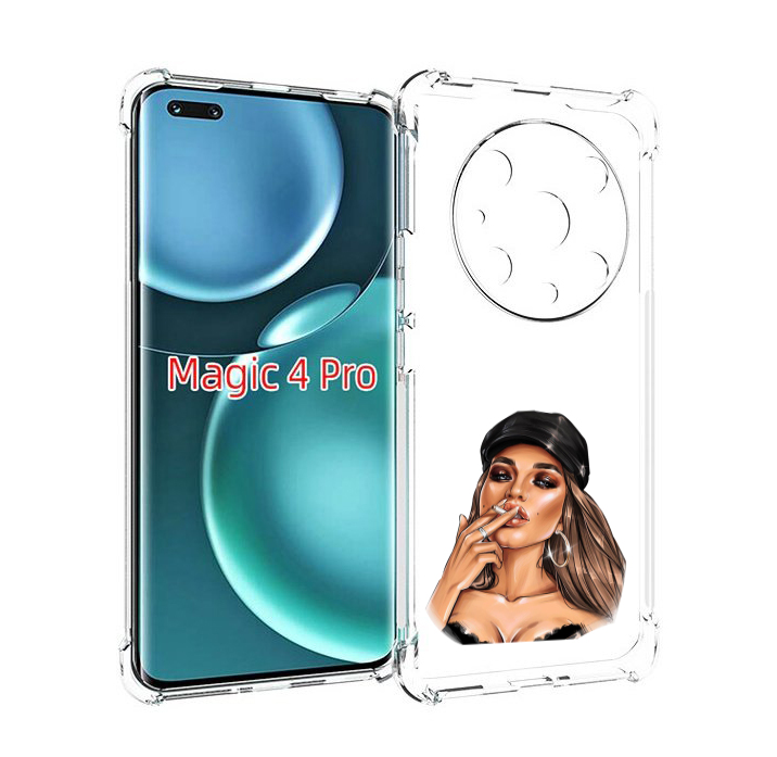 

Чехол MyPads девушка-в-шапке-с-сигаретой для Honor Magic4 Pro, Прозрачный, Tocco