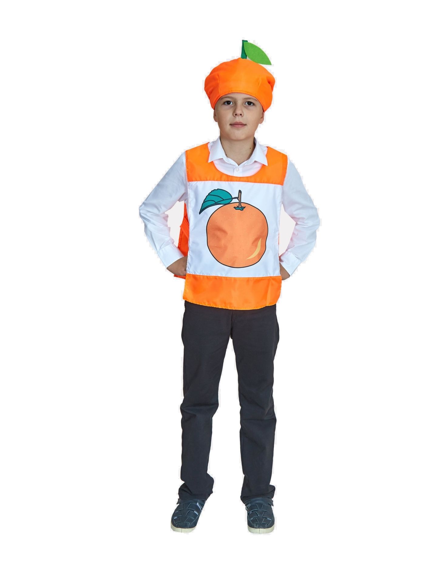 фото Карнавальный костюм учитель фрукт, цв. оранжевый р.134