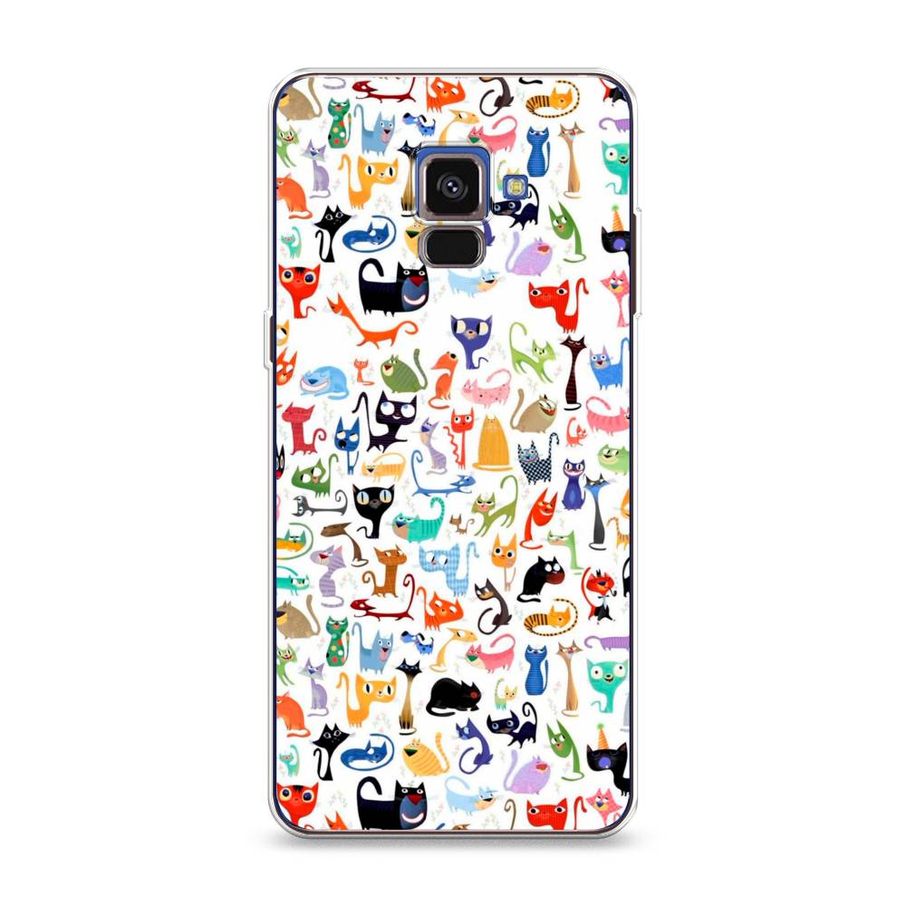 

Чехол на Samsung Galaxy A8 2018 "Цветные коты", Разноцветный, 25450-1