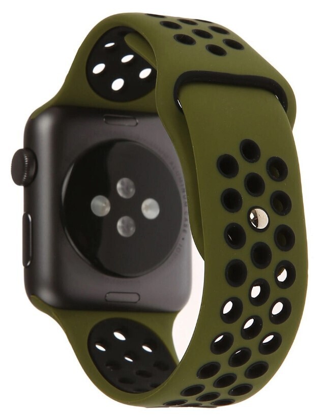 

Ремешок силиконовый перфорированный NK для Apple Watch 38/40мм (32), хаки, на кноп