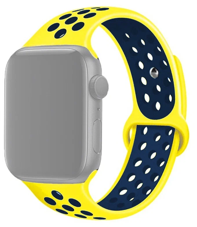 

Ремешок силиконовый перфорированный NK для Apple Watch 42/44мм (39), темно-синий+ж