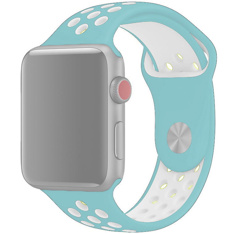 

Ремешок силиконовый перфорированный NK для Apple Watch 42/44мм (36), мятно-голубой