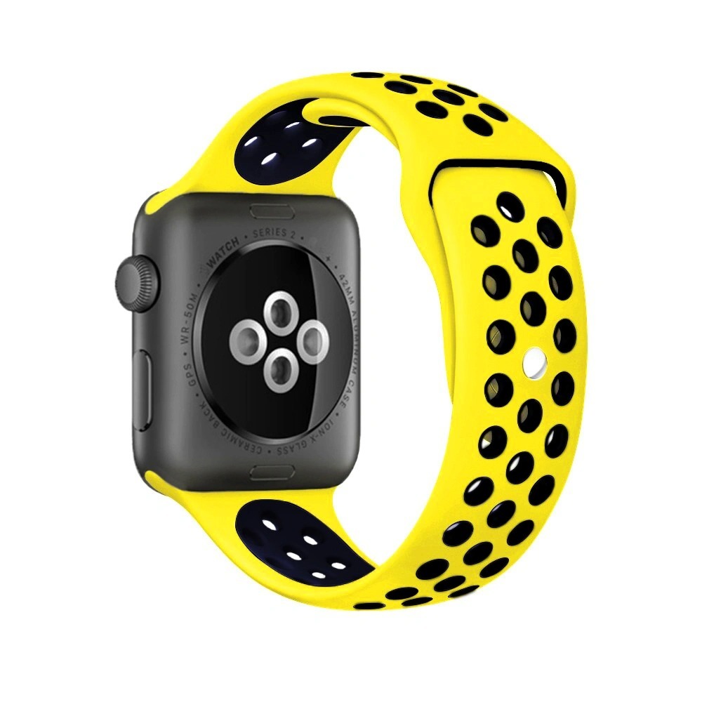 

Ремешок силиконовый перфорированный NK для Apple Watch 42/44мм (38), желтый+темно-