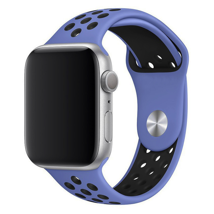 

Ремешок силиконовый перфорированный NK для Apple Watch 42/44мм (34), синий+черный,