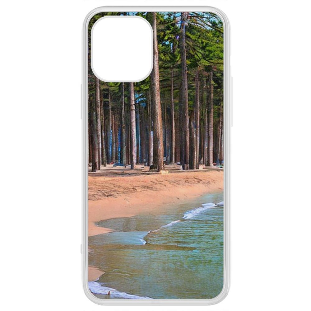 

Чехол-накладка Krutoff Clear Case Сосновый пляж для iPhone 12 Pro, Прозрачный