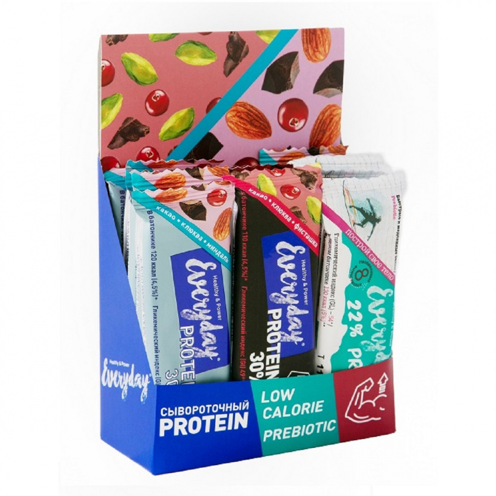 

Протеиновый батончик Everyday Protein 22%/30% "Ассорти", шоубокс 12 штук по 40 г