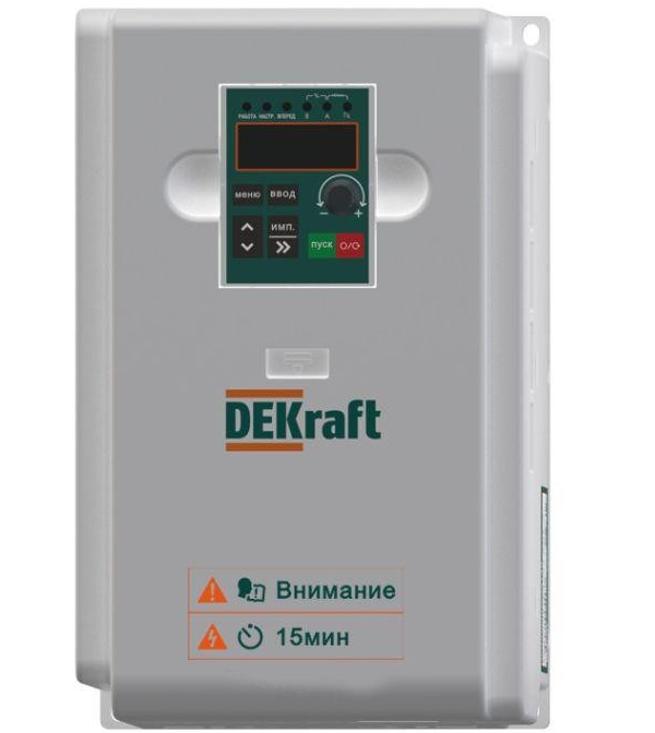 

Преобразователь частоты DEKV060-5.5кВт 3 фазы 380В с торм. модулем, Серый