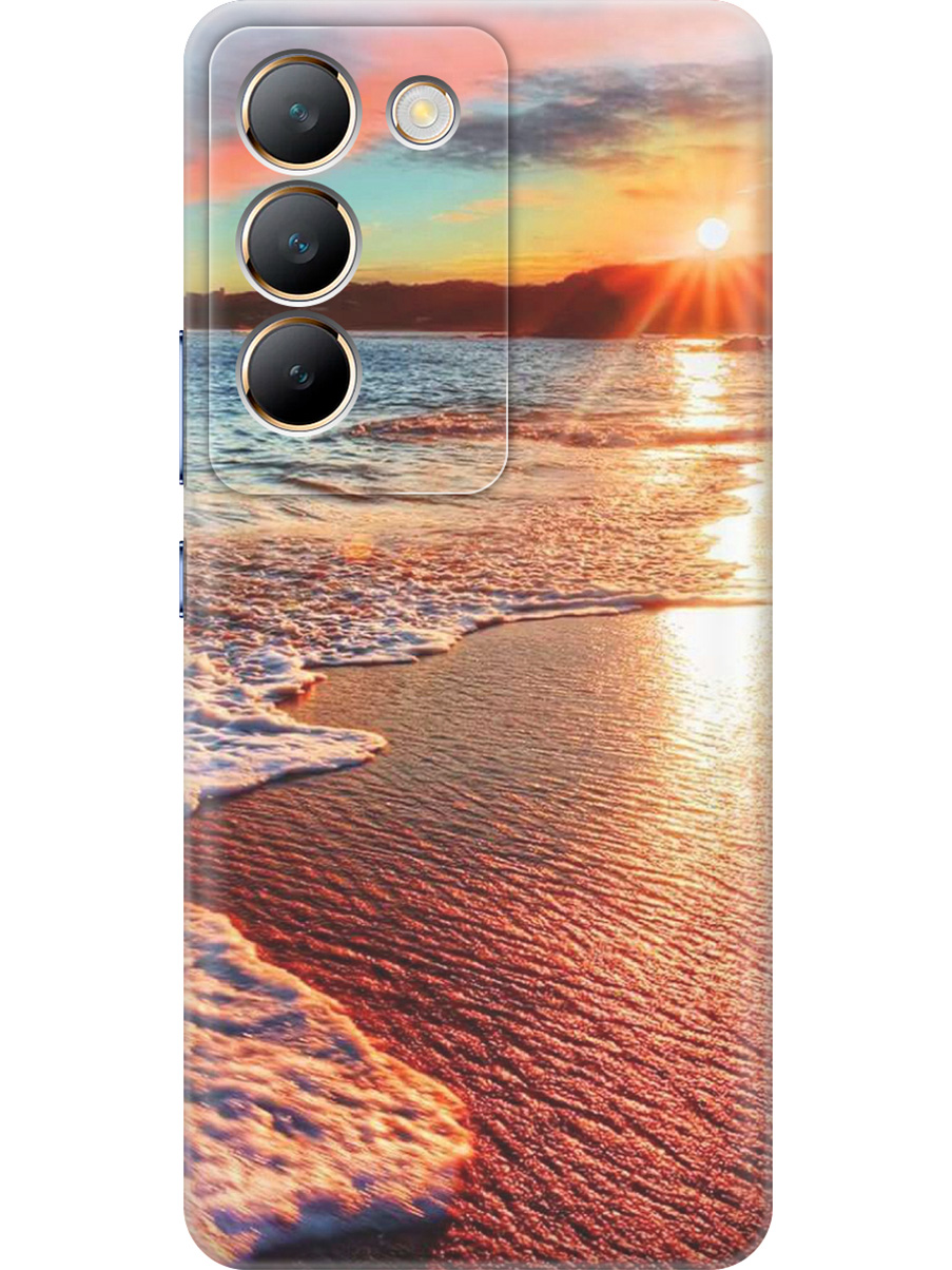 

Силиконовый чехол на Vivo V30 Lite 4g с принтом "Залитый светом пляж", Прозрачный;оранжевый;коричневый, 783985641