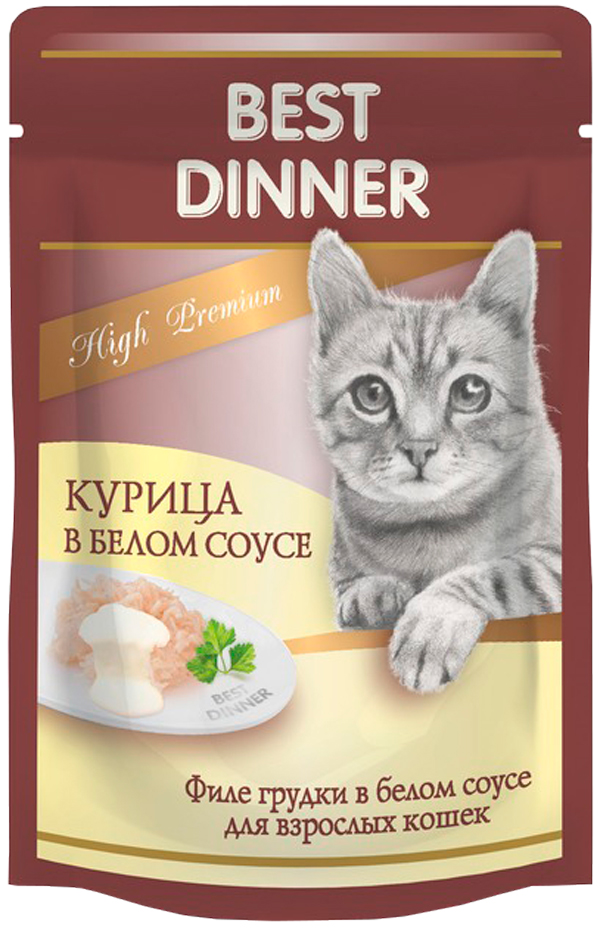 фото Влажный корм для кошек best dinner high premium, c курицей в белом соусе, 24шт по 85г