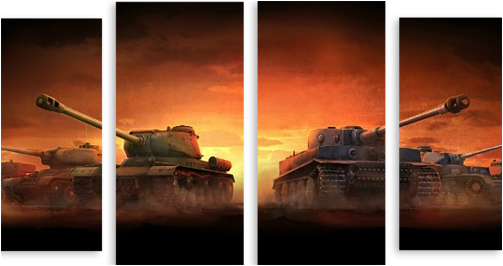 

Картина модульная на холсте Модулка Танки 120x69 см, 3526