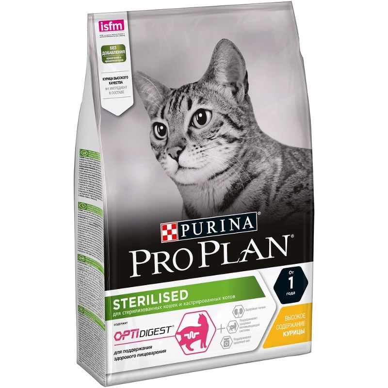 фото Сухой корм для взрослых кошек pro plan cat optidigest sterilised курица, 8 шт по 0,4 кг