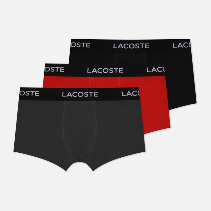 Комплект мужских трусов Lacoste 3-Pack Iconic Waist Logo комбинированный, Размер M