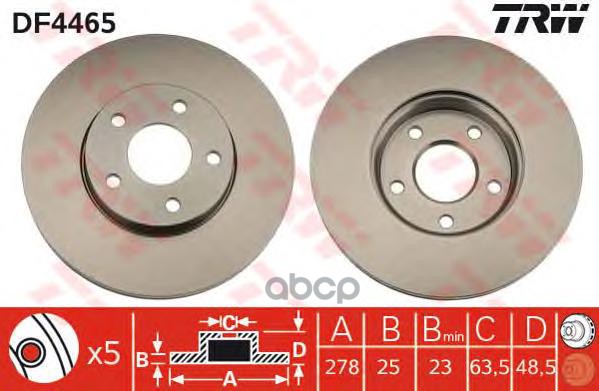 

Диск Тормозной Ford Focus Ii/Iii/C-Max 03-/Volvo S40 04- Передний Вент.D 278мм. TRW арт. D