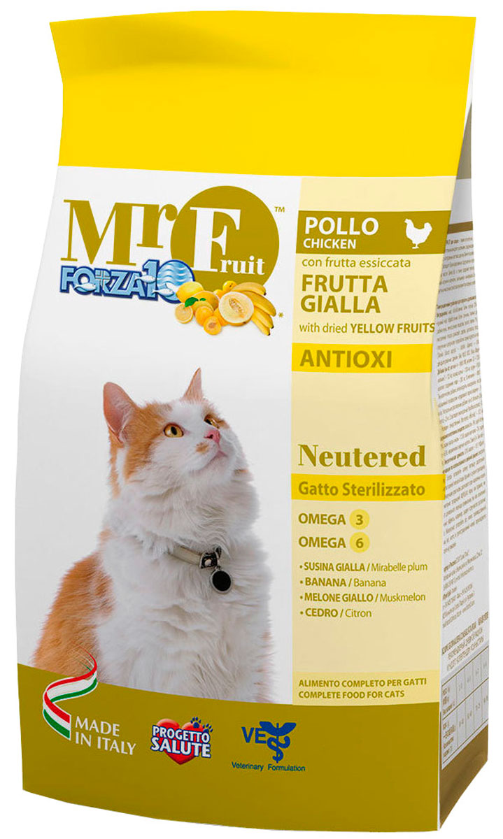 Сухой корм для кошек Forza10 Mr.Fruit для стерилизованных, курица, 2 шт по 1,5 кг