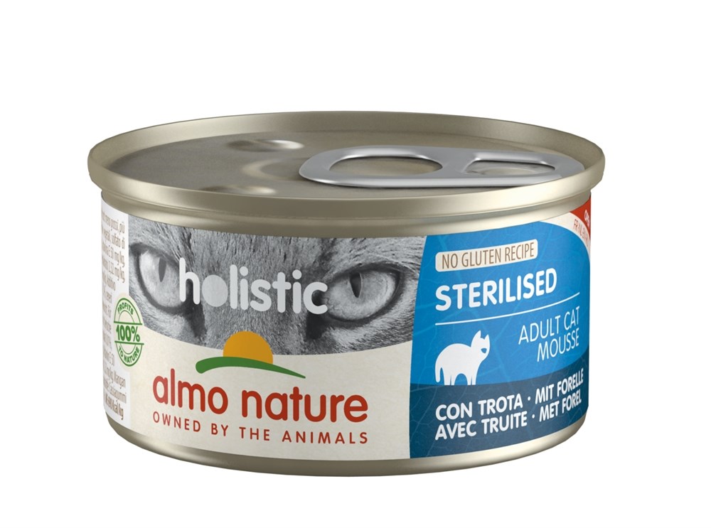 

Влажный корм для кошек Almo Nature Holistic Cat wet Sterilised, форель, 24шт по 85г