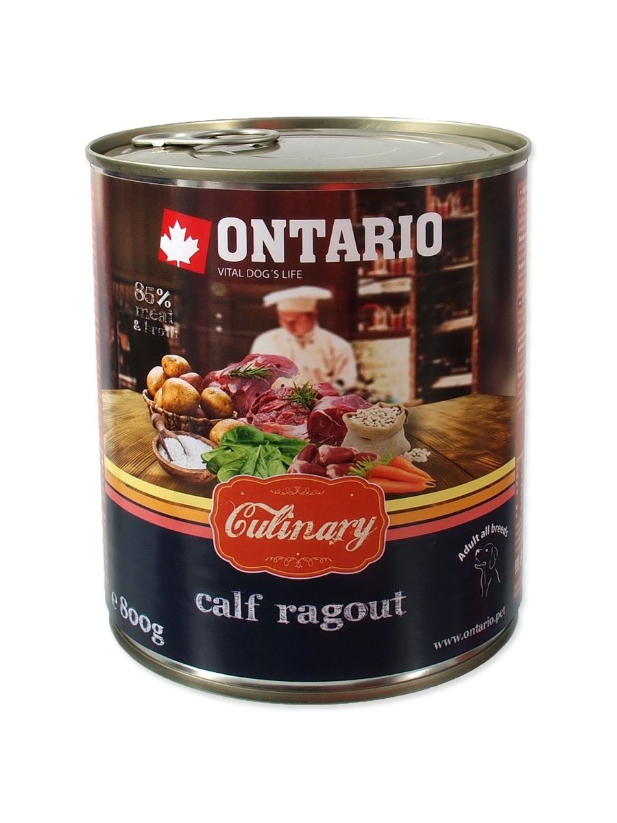 фото Влажный корм для собак ontario culinary, телятина, утка, 6шт, 800г