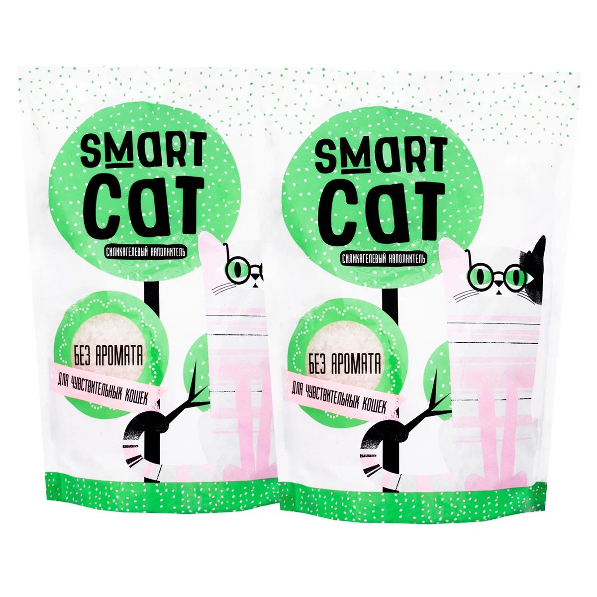 Впитывающий наполнитель Smart Cat силикагелевый, без запаха, 2 шт по 4,37 кг