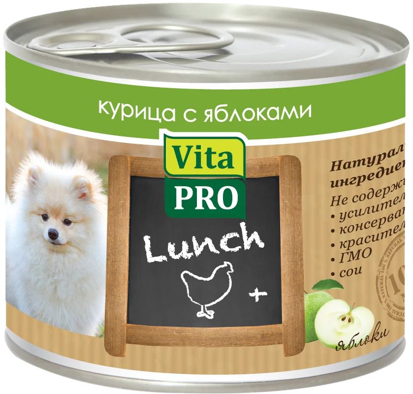 фото Влажный корм для собак vitapro lunch, курица, фрукты, 6шт, 200г